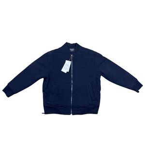 NWT Athleta Women's Retroplush Bomber Jacket Black Quilted Size L‎ Oversized